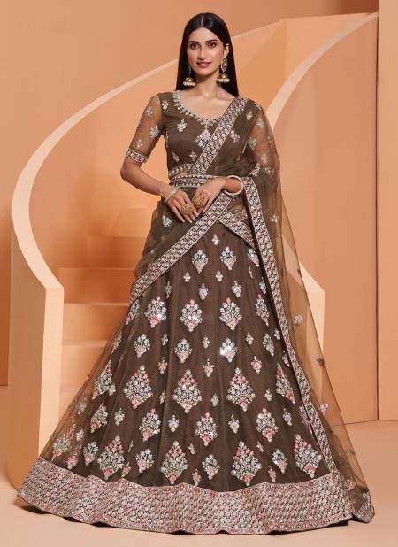 Brown Colour Latest Exclusive Wear Heavy Wedding Lehenga Choli Collection 1033